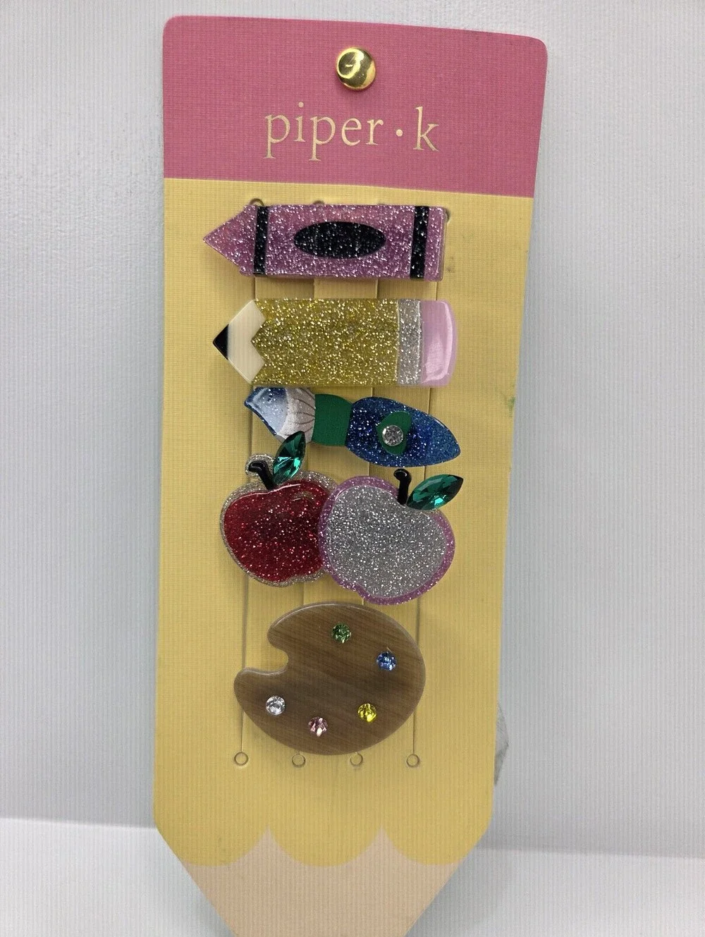 ✨️▪️Piper K ▪️Glitter School Pencil & Fruit Hair Clips - Set Of 5